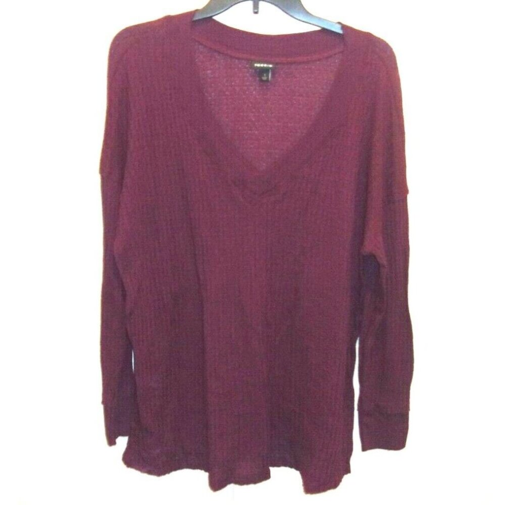 Torrid‎ Burgundy V-Neck Knit Thin Sweater Top Size 1 1X